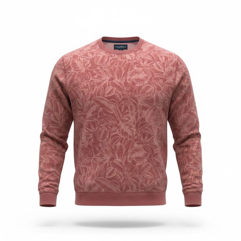 Tommy Bahama Men’s Ben & Terry Twilight Palms Red Coral Sweatshirt Size L